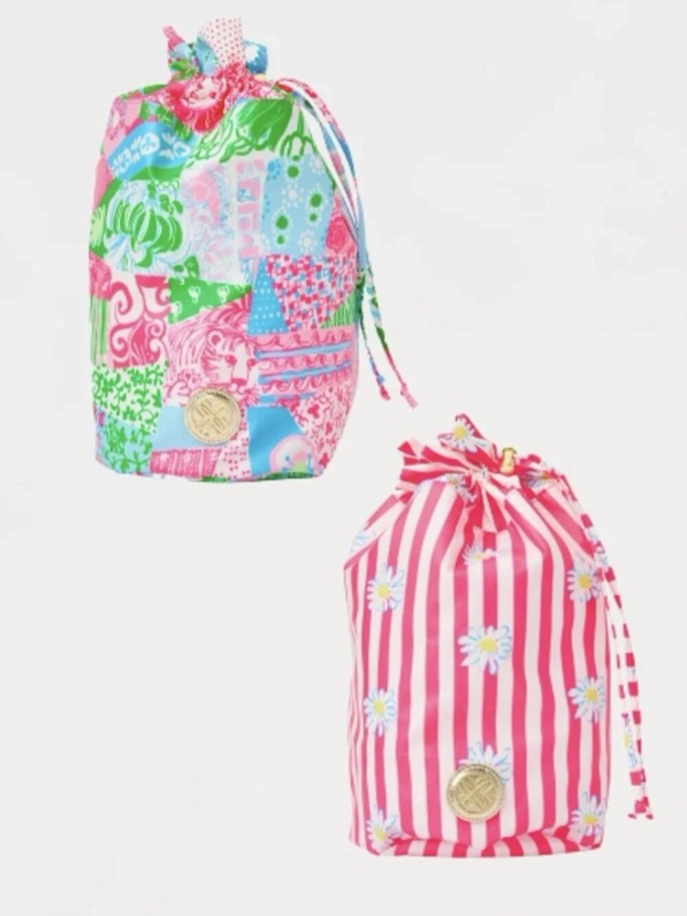 NWT Lilly Pulitzer Pool Pouch Set of 2 in Crazy Quilt and Daisy Print